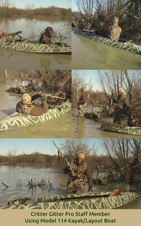Person Hunting with a Critter Getter Pirogue, Kayak Person Hunting with a Critter Getter Pirogue, Kayak
